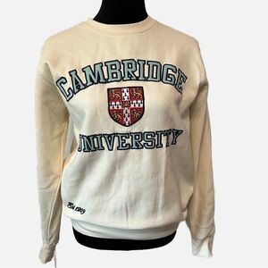 Cambridge University Women Sweatshirt Cream Medium Academia Preppy Collegiate